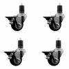 Service Caster 3'' Black Poly Swivel 1-5/8'' Expanding Stem Caster Set with Brake, 4PK SCC-EX20S314-PPUB-BLK-PLB-158-4